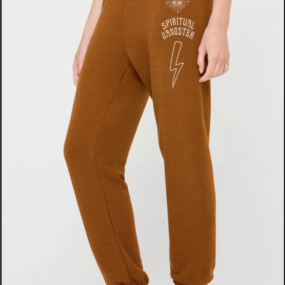 Spiritual Gangster Tan Joggers with Logo